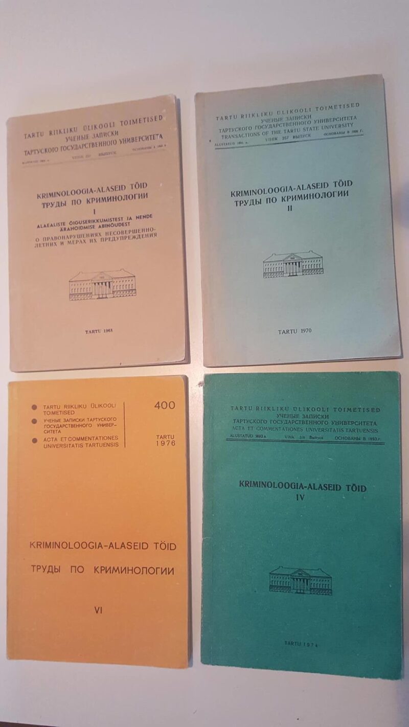 44500401 Kriminoloogia-alaseid töid . Tartu Ülikooli toimetised