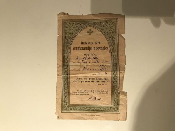 46042422 Mälestuste Täht Õnnistamise Päewaks 1922 Ew aegne Wabariigi