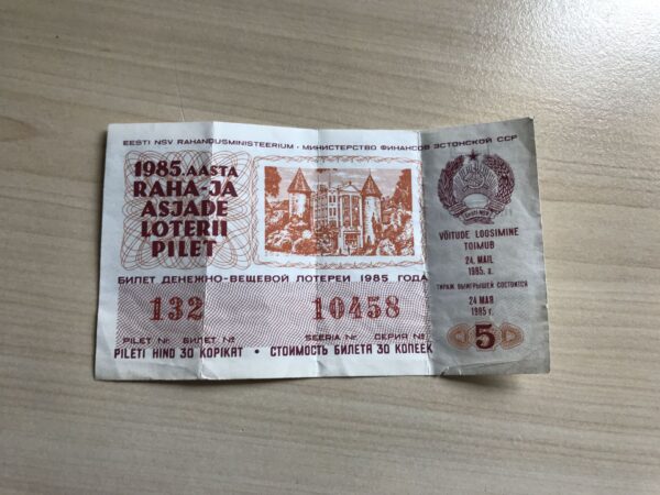 1985. Aasta Raha- Ja Asjade Loterii Pilet Loto