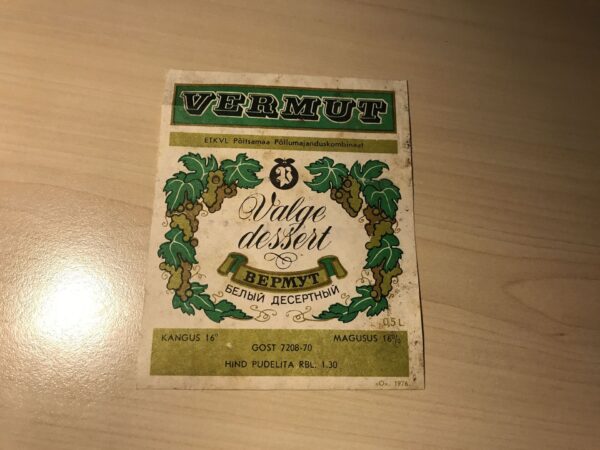 Vermut ETKVL Põltsamaa Põllumajanduskombimaat Pudelisilt