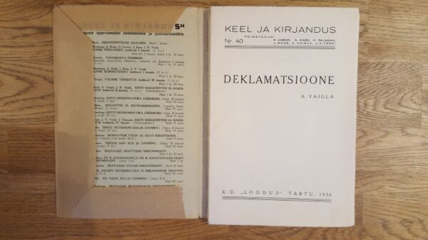 Deklamatsioone . Aleksander Vaigla . 1936
