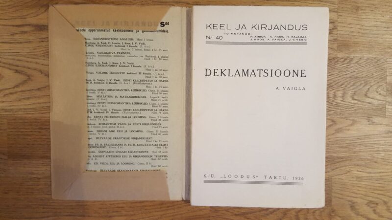 Deklamatsioone . Aleksander Vaigla . 1936