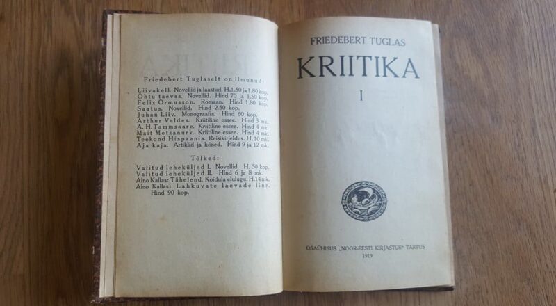 60887619 Kriitika I . Friedebert Tuglas . 1919