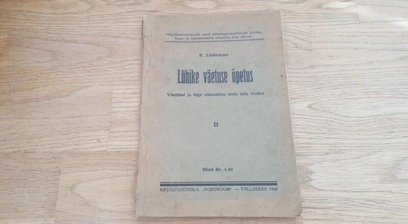 66674019 Lühike väetuse õpetus . K.Liideman . 1930