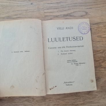Villi Andi Luuletused esimene osa . 1923