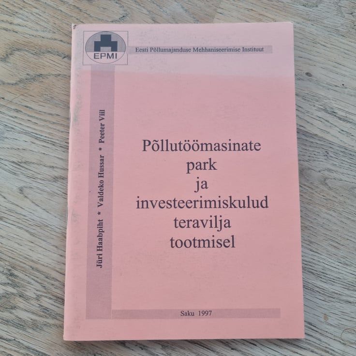 86920650 Põllutöömasinate park ja investeerimiskulud teravilja tootmi