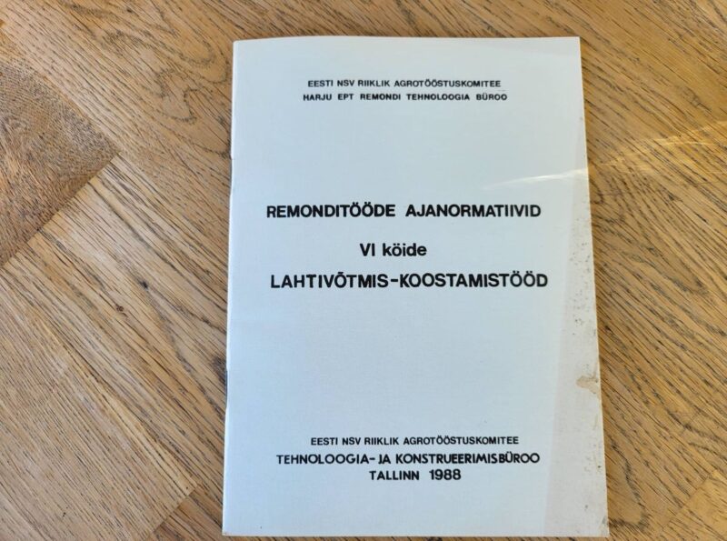 95565573 Remonditööde ajanormatiivid lahtivõtmis-koostamistööd