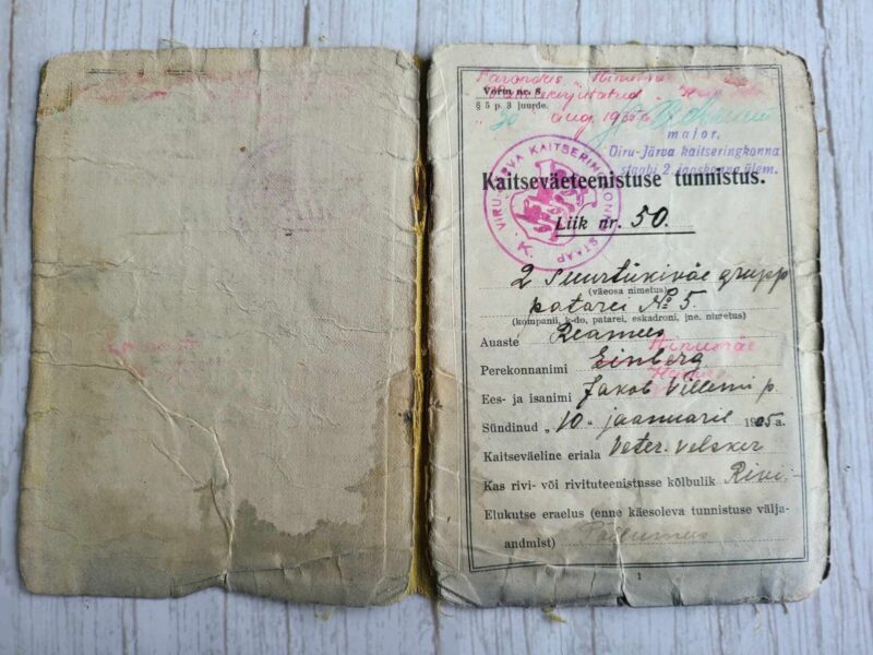 118183755 Kaitseväeteenistuse tunnistus 1926