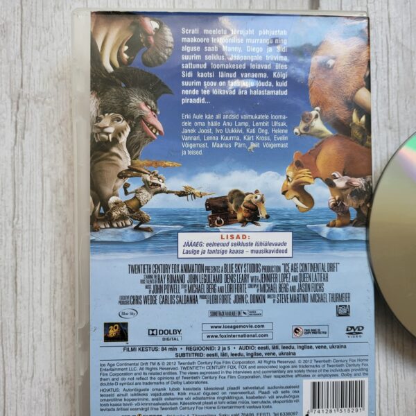 Jääaeg 4: Mandrite triiv (Ice Age 4) DVD – animatsioon kogu perele