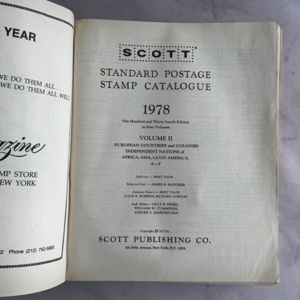 Scott Stamp Catalogue 1978 Volume II – Countries of the World A–F Philately Reference