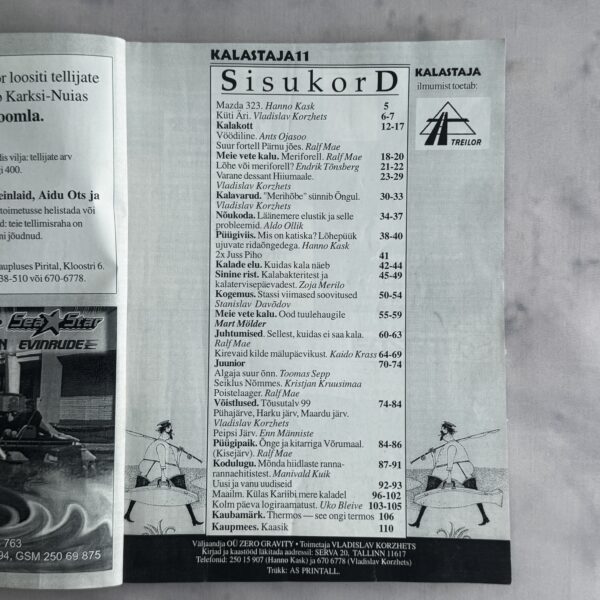 Harrastuskalastuse ajakiri Kalastaja 11, kevad 1999