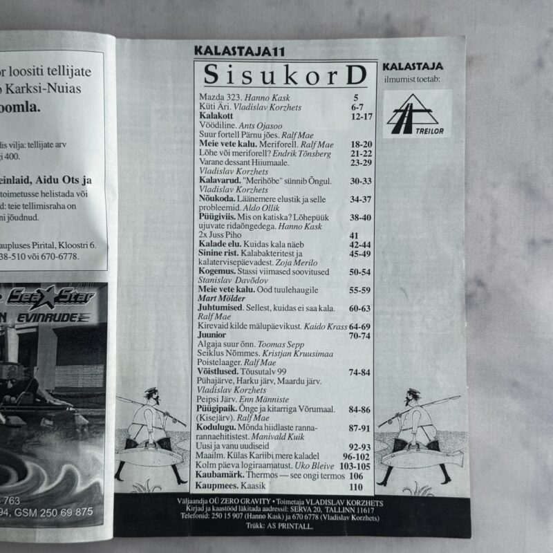 Harrastuskalastuse ajakiri Kalastaja 11, kevad 1999
