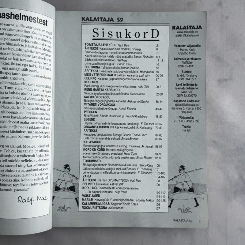 Kalastaja 59, kevad 2011 sisukord