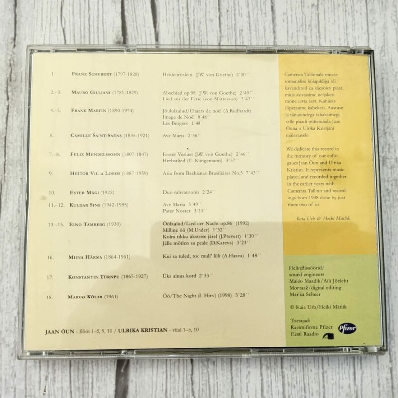 Kaia Urb soprano ja Heiki Mätlik kitarr – klassikaline muusika CD